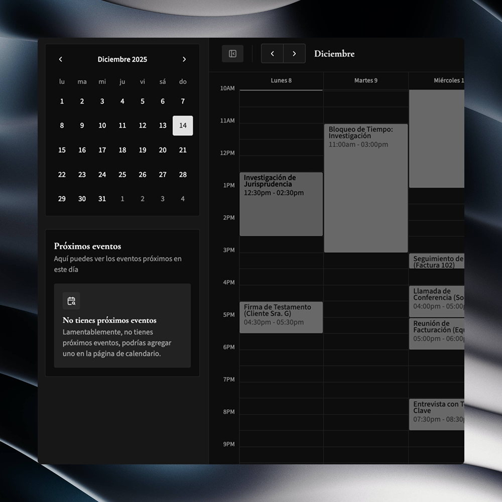 Calendario y agenda legal sincronizada